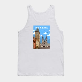 Prague, Czech.Retro travel poster Tank Top